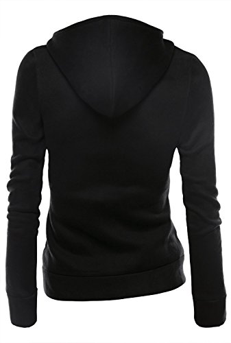 Minetom Mujer Invierno Cremallera Jackets Chaquetas Deportiva Cuero Moto Cazadoras Biker Abrigos con Capucha Negro ES 34