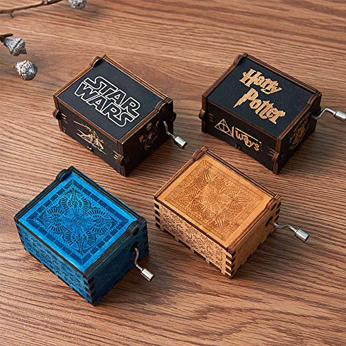 MINGZE Caja de música de Madera manivela, Pure Hand-Classical Music Box Hand-Wooden Music Box Creative Wooden Crafts Best Gifts, Variedad de Estilos (Beauty and The Beast（Wood Color）)