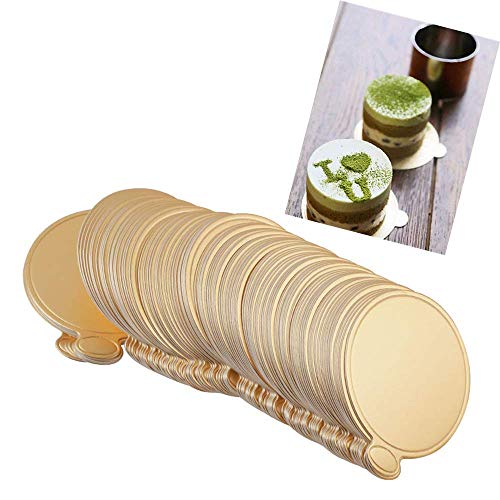Mini bases de cartón para tartas, 100 unidades de tablas de mousse doradas para tartas, platos de papel, postre, base de grasa para boda, cumpleaños redonda.