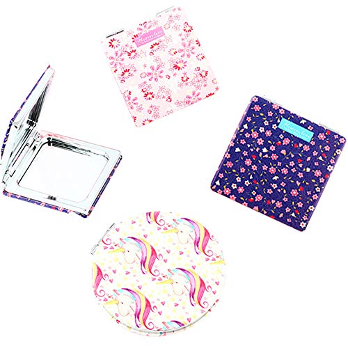 Mini Espejo,Plegable Espejo de Maquillaje Espejo Portátil Espejo Cosmético Ultrafino Espejo de Viaje,Espejitos Baratos y Originales,Espejos para Detalles de Bodas, Comuniones y Bautizos(3 piezas)