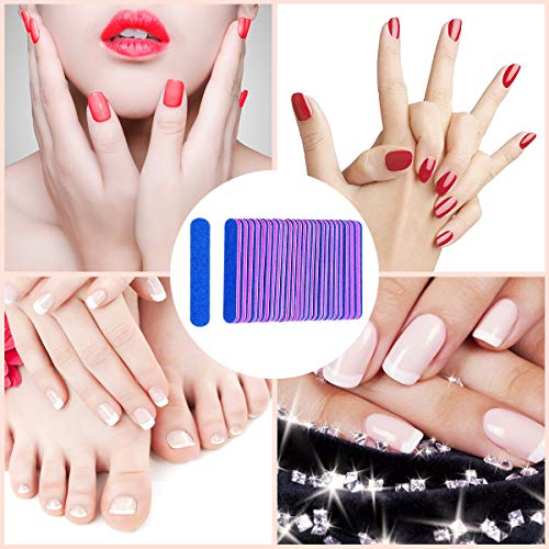 Mini limas de uñas, 100pcs desechables de doble cara Emery Board Manicura Nail Care Tool