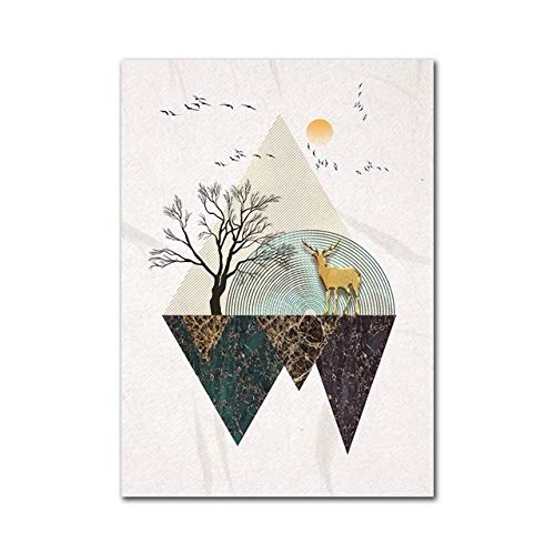 Minimalista estilo geométrico abstracto arte cartel paisaje chino pintura moderna decoración del hogar pared cuadros A2 42X60 cm