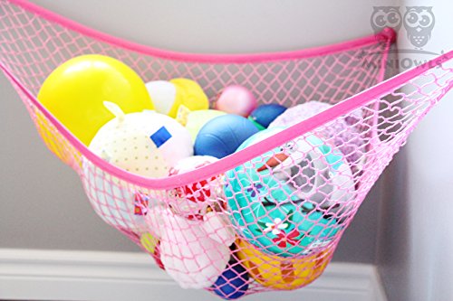 MiniOwls Toy Hamaca Organizador – Oso de peluche colgante almacenamiento para dormitorio de niña Pinkalicious Fucsia Decoración Accent. Fuerte calidad elástica (rosa, XL)