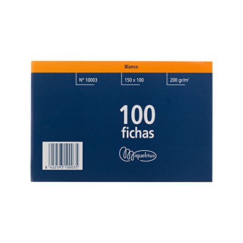Miquel Rius Número 3 - Fichas lisas, 100 unidades, 100 x 150 mm