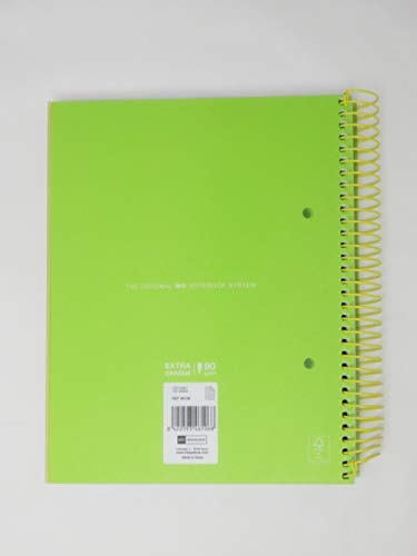 Miquelrius - Cuaderno Espiral Microperforado, Cubierta Polipropileno Translúcido, Tamaño A5 148 x 210 mm, 2 taladros, 120 Hojas de 90 g/m² y 5 Franjas de Color, Cuadrícula de 5 x 5 mm, Color Lima