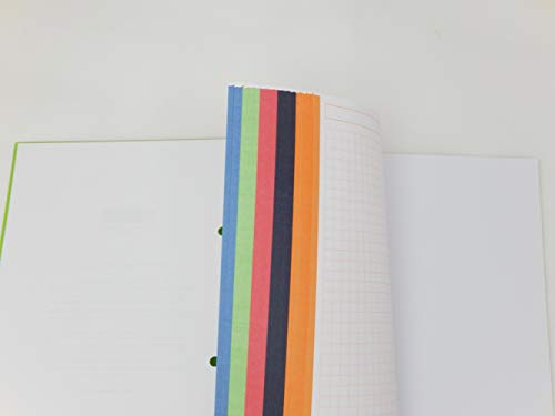 Miquelrius - Cuaderno Espiral Microperforado, Cubierta Polipropileno Translúcido, Tamaño A5 148 x 210 mm, 2 taladros, 120 Hojas de 90 g/m² y 5 Franjas de Color, Cuadrícula de 5 x 5 mm, Color Lima