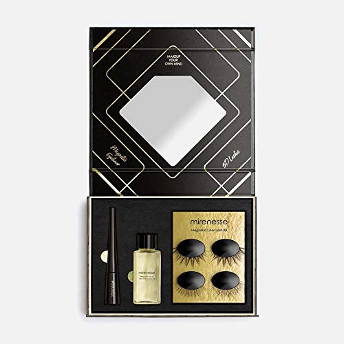 Mirenesse Magnomatic Kit Delineador de Ojos Magnético y Pestañas Reutilizables, Pestañas Falsas Fácil sin Adhesivo y sin Ensuciar