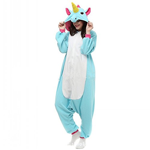 misslight Unicornio Pijamas Animal Ropa de Dormir Cosplay Disfraces Pijamas para Adulto Niños Juguetes y Juegos (S, Blue)