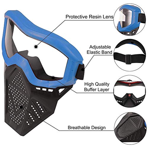 Miwaimao - Máscara facial con gafas para jugar al aire libre con gafas para rival Apollo Zeus Khaos Atlas Artemis Blasters Rival Mascarilla azul