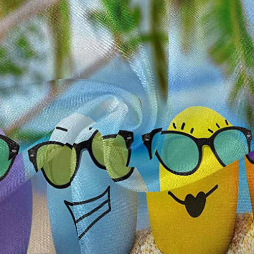 Mnsruu Mantel Redondo de 152 cm con diseño de Palmeras de Arena y Huevo de Arena y macramé Decorativo para Mesa de Buffet, Fiesta, Cena de Vacaciones