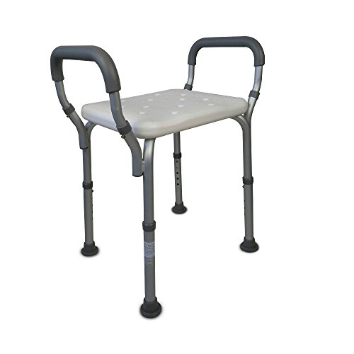 Mobiclinic, Acueducto, Silla/taburete de baño y ducha, ortopédica, aluminio, PVC, altura regulable, ayuda para baño para ancianos y discapacitados, ergonómico, reposabrazos, conteras antideslizantes