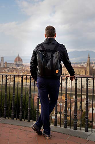 Mochila de Cuero Genuino para Mujer y Hombre - Convertible de 3 Maneras - Bolsas Casuales de Viaje para el día a día (Azul Marino)