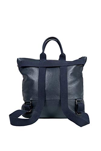 Mochila de Cuero Genuino para Mujer y Hombre - Convertible de 3 Maneras - Bolsas Casuales de Viaje para el día a día (Azul Marino)