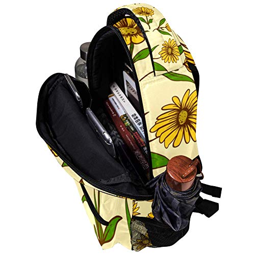 Mochila de flores de caléndula para estudiantes de primaria y secundaria, bolsa de libro para viajes al aire libre, senderismo, tendencia casual, gran capacidad para niñas y niños