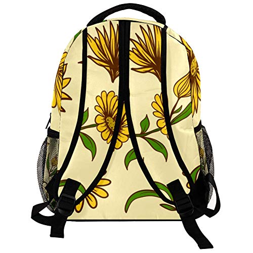 Mochila de flores de caléndula para estudiantes de primaria y secundaria, bolsa de libro para viajes al aire libre, senderismo, tendencia casual, gran capacidad para niñas y niños