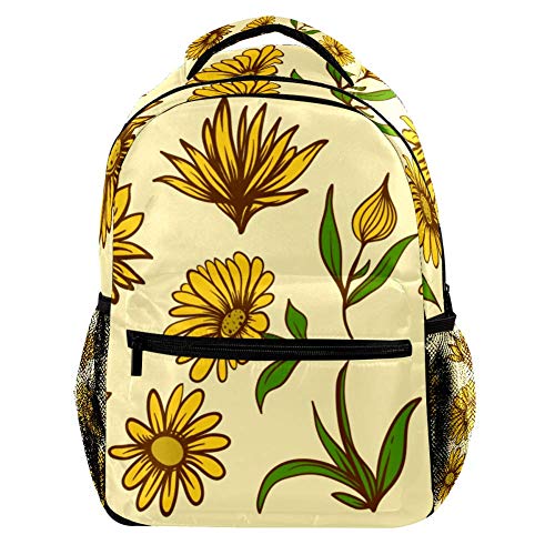 Mochila de flores de caléndula para estudiantes de primaria y secundaria, bolsa de libro para viajes al aire libre, senderismo, tendencia casual, gran capacidad para niñas y niños