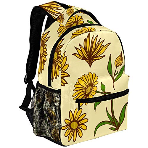 Mochila de flores de caléndula para estudiantes de primaria y secundaria, bolsa de libro para viajes al aire libre, senderismo, tendencia casual, gran capacidad para niñas y niños