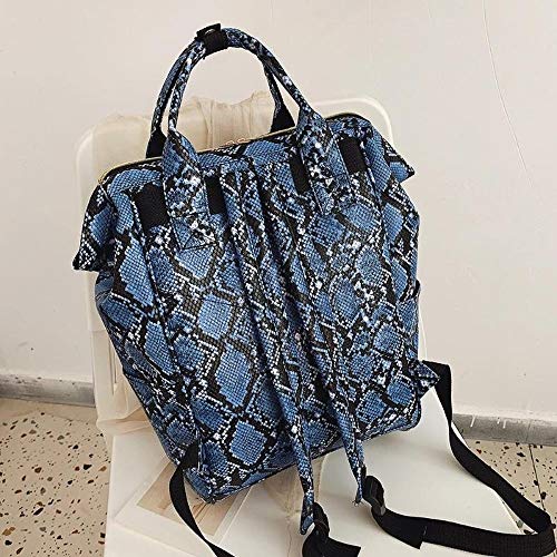 Mochila de Viaje Serpentina, Mochila de Mujer Embarazada de Cuero PU de Gran Capacidad para Uso Diario, Mochila Escolar (A-Blue)