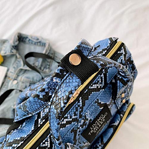 Mochila de Viaje Serpentina, Mochila de Mujer Embarazada de Cuero PU de Gran Capacidad para Uso Diario, Mochila Escolar (A-Blue)