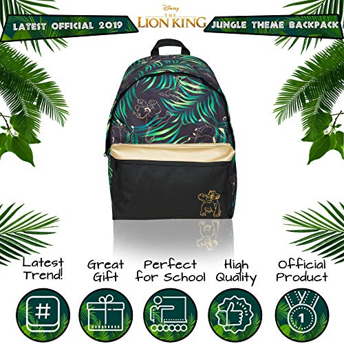 Mochila Disney Del Rey Leon Para Niños, Mujeres O Adolescentes | Mochila De Lona Para Niñas | Nuevas Mochilas Para Chicas De Las Películas De Disney En Negro Y Oro