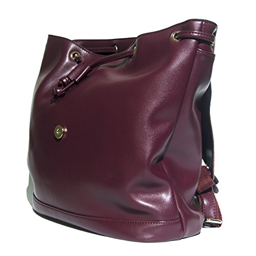 Mochilas Cuero para Mujer Casual Vino Rojo Grande Mochila de Piel Auténtica de Cuerdas Bolso Bandolera de Moda Urbana Escolar Universidad Chica Adolescentes