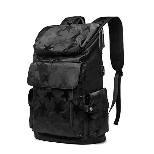 Mochilas Escolares Mochila Oriente Mochila Casual Viaje Mochila con Puerto USB (Color : Black-1, Size : 32cm)