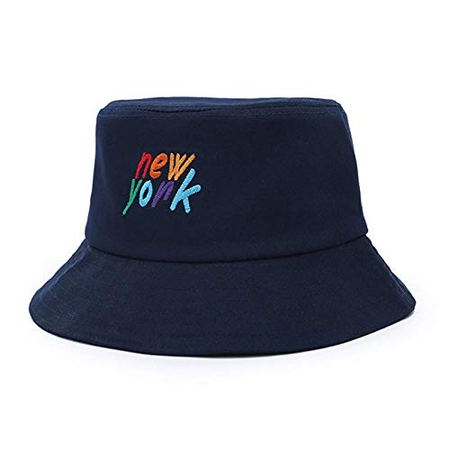 Moda Algodón Sombrero De Cubo Verano Viajes Al Aire Libre Sol Sombrero De Pescador Panamá Hip Hop Marea Sombrero Bordado De Color Cuenca Sombreros Azul Marinoenvío Gratis