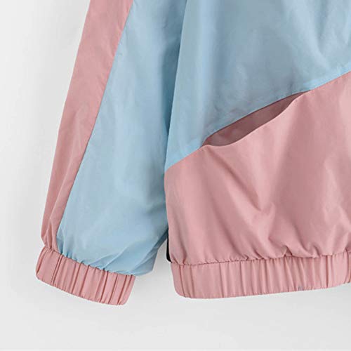 Moda Sudadera Mujer con Capucha Abrigo de Otoño Tops de Manga Larga Patchwork Chaqueta de Cremallera Outwear Tops Camiseta Suelto Baseball Chaqueta vpass