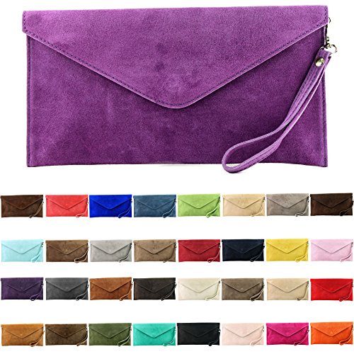 modamoda de - ital embrague/noche bolsa de gamuza T106, Color:amarillo mostaza