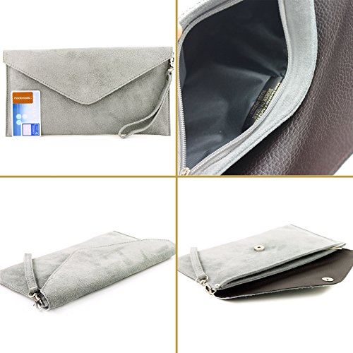 modamoda de - ital embrague/noche bolsa de gamuza T106, Color:amarillo mostaza