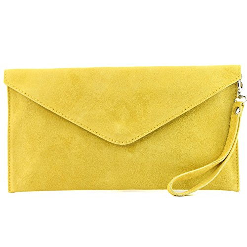 modamoda de - ital embrague/noche bolsa de gamuza T106, Color:amarillo mostaza