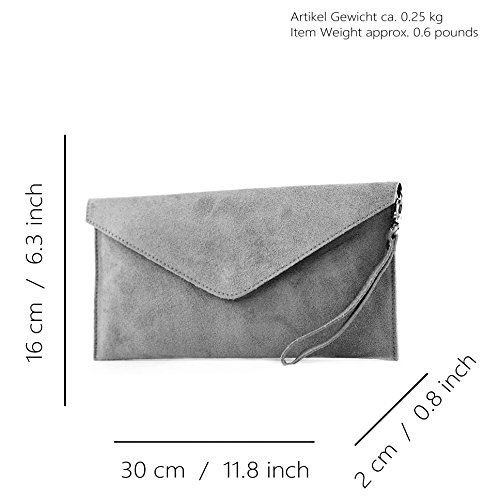 modamoda de - ital embrague/noche bolsa de gamuza T106, Color:amarillo mostaza