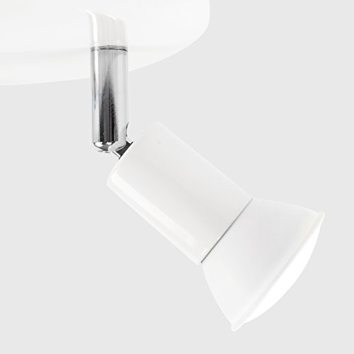 Moderno Foco de Techo MiniSun GU10 de 3 Vías en Cromo con Base Redonda en Cromo y Blanco Gloss