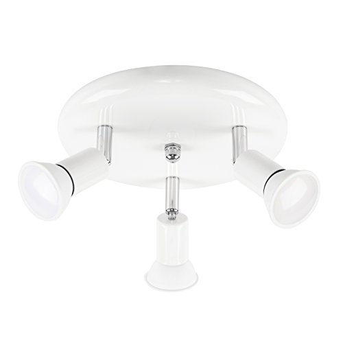 Moderno Foco de Techo MiniSun GU10 de 3 Vías en Cromo con Base Redonda en Cromo y Blanco Gloss