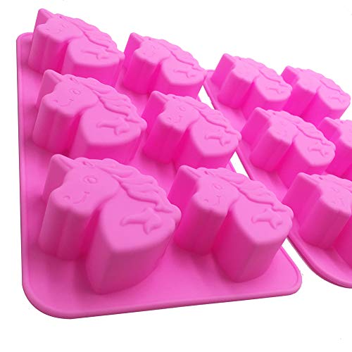 Molde de silicona con 6 cavidades de unicornio para jabón, bombas de baño, pastelería, repostería, panadería, caramelos, gelatina, resina, lápices de colorear, jabones, hielo