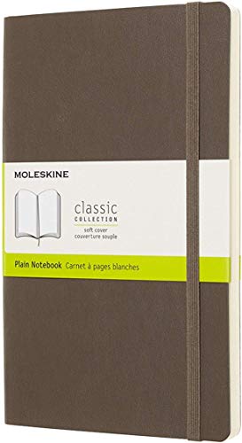 Moleskine - Cuaderno Clásico con Páginas Lisas, Tapa Blanda y Goma Elástica, Marrón (Earth Brown), Tamaño Grande, 192 Páginas