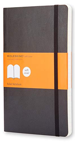 Moleskine - Cuaderno Clásico con Páginas Rayadas, Tapa Blanda y Goma Elástica, Negro (Black), Tamaño Grande, 192 Páginas