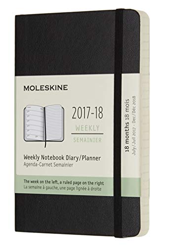 Moleskine DSB18WN2Y18 - Agenda semanal 2017-2018, 18 meses, tapa blanda, color negro (AGENDAS 18 MOIS)