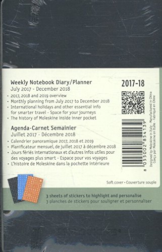 Moleskine DSB18WN2Y18 - Agenda semanal 2017-2018, 18 meses, tapa blanda, color negro (AGENDAS 18 MOIS)