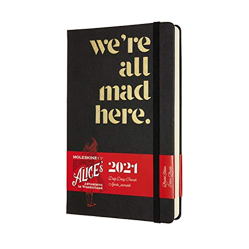 Moleskine Edición Limitada Alicia en el País de la Maravillas, Diseño Estamos Locos, Agenda Diaria 2020/2021 de 12 Meses, Tapa Dura, Tamaño Grande de 13 x 21 cm, 400 Páginas