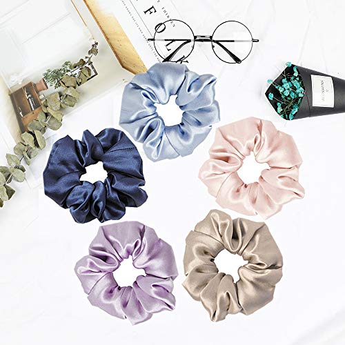 Mommesilk 5 unidades de esponjas de seda para lazos y coleta diadema diademas mujeres niñas gruesas banda de pelo