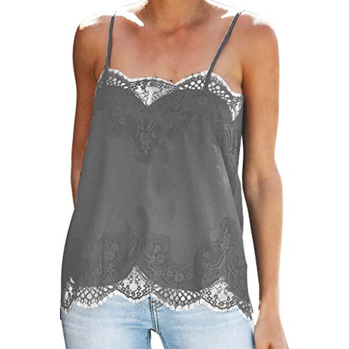 MOMOXI Cuello sin tirantes redondo floral sin mangas chaleco de la tapa para Mujeres Grey L