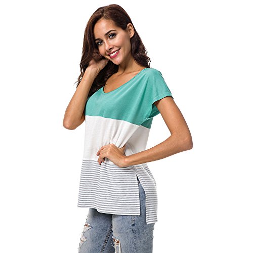 MOMOXI Tops para Mujer, Camiseta de Manga Larga Casual para Mujer Color Block Rayas Camisetas Blusas Ladies Polo de Manga Ocio Casual Camiseta Top 2019 Nueva Caliente Más Novedad
