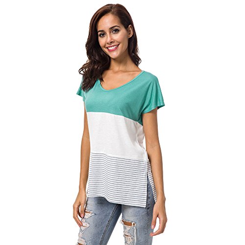 MOMOXI Tops para Mujer, Camiseta de Manga Larga Casual para Mujer Color Block Rayas Camisetas Blusas Ladies Polo de Manga Ocio Casual Camiseta Top 2019 Nueva Caliente Más Novedad