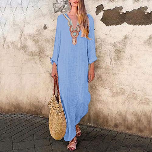 MOMOXI Vestido de Fiesta con Estampado Floral con Cuello en V y Estampado Floral con Cuello en V de Boho para Mujer Vestido Rojo de Fiesta Año Nuevo Noche Talla Extra Sin Mangas Elegante Vestido