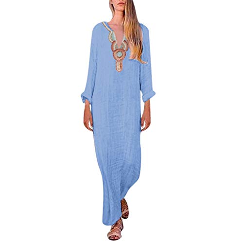 MOMOXI Vestido de Fiesta con Estampado Floral con Cuello en V y Estampado Floral con Cuello en V de Boho para Mujer Vestido Rojo de Fiesta Año Nuevo Noche Talla Extra Sin Mangas Elegante Vestido