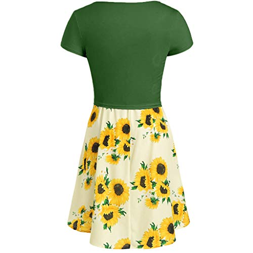 MOMOXI Vestido para Las Mujeres, Vestido de Flor de Verano de Mujer con Estampado de Camiseta, Traje de túnica con Estampado de Camiseta Faldas de la Cadera Costura De Vestido de la Noche Vestido