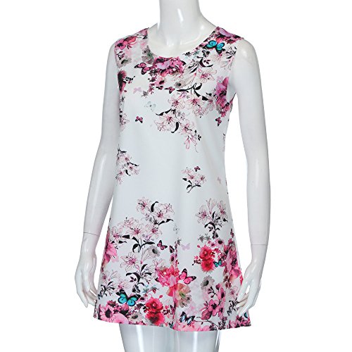 MOMOXI Vestidos para Mujer Mini Vestido Corto de Playa sin Mangas de Verano para Elegantes Vestido Estampado Retro Verano 2019 Madre (Black-e, 3XL)