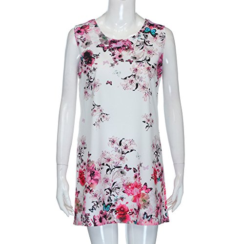 MOMOXI Vestidos para Mujer Mini Vestido Corto de Playa sin Mangas de Verano para Elegantes Vestido Estampado Retro Verano 2019 Madre (Black-e, 3XL)