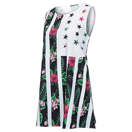 MOMOXI Vestidos para Mujer Mini Vestido Corto sin Mangas con Estampado Floral en 3D sin Mangas con Estampado Floral Bohe Tank de Summer Vintage Fiesta para Bodas Talla Grandes Casuales Midi Verano
